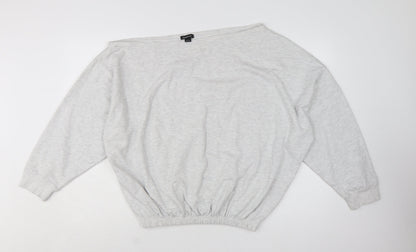 Boohoo Women Grey Off Shoulder Pullover Sweatshirt L Relaxed Fit