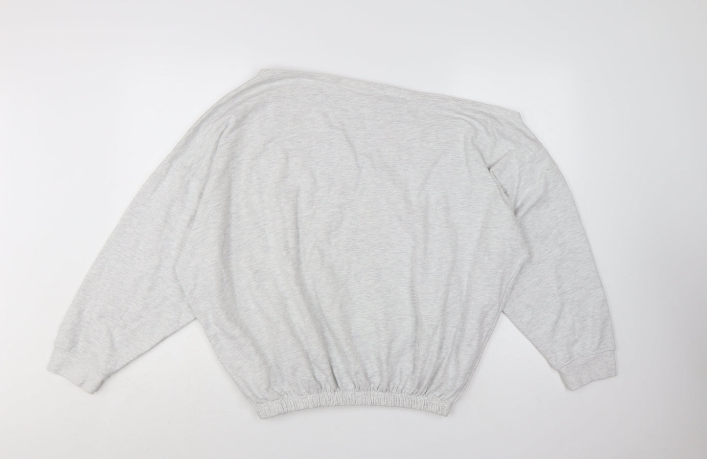 Boohoo Women Grey Off Shoulder Pullover Sweatshirt L Relaxed Fit