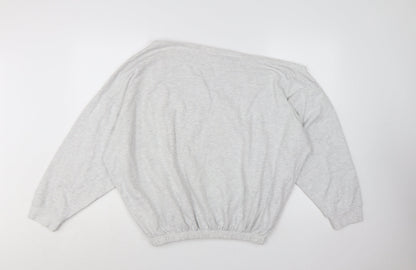 Boohoo Women Grey Off Shoulder Pullover Sweatshirt L Relaxed Fit