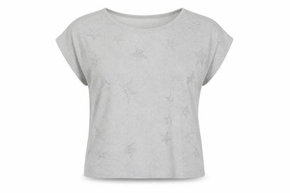 Wallis Women Silver Star Rhinestone Short Sleeve Pullover Jumper M
