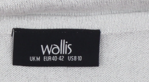 Wallis Women Silver Star Rhinestone Short Sleeve Pullover Jumper M