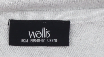 Wallis Women Silver Star Rhinestone Short Sleeve Pullover Jumper M
