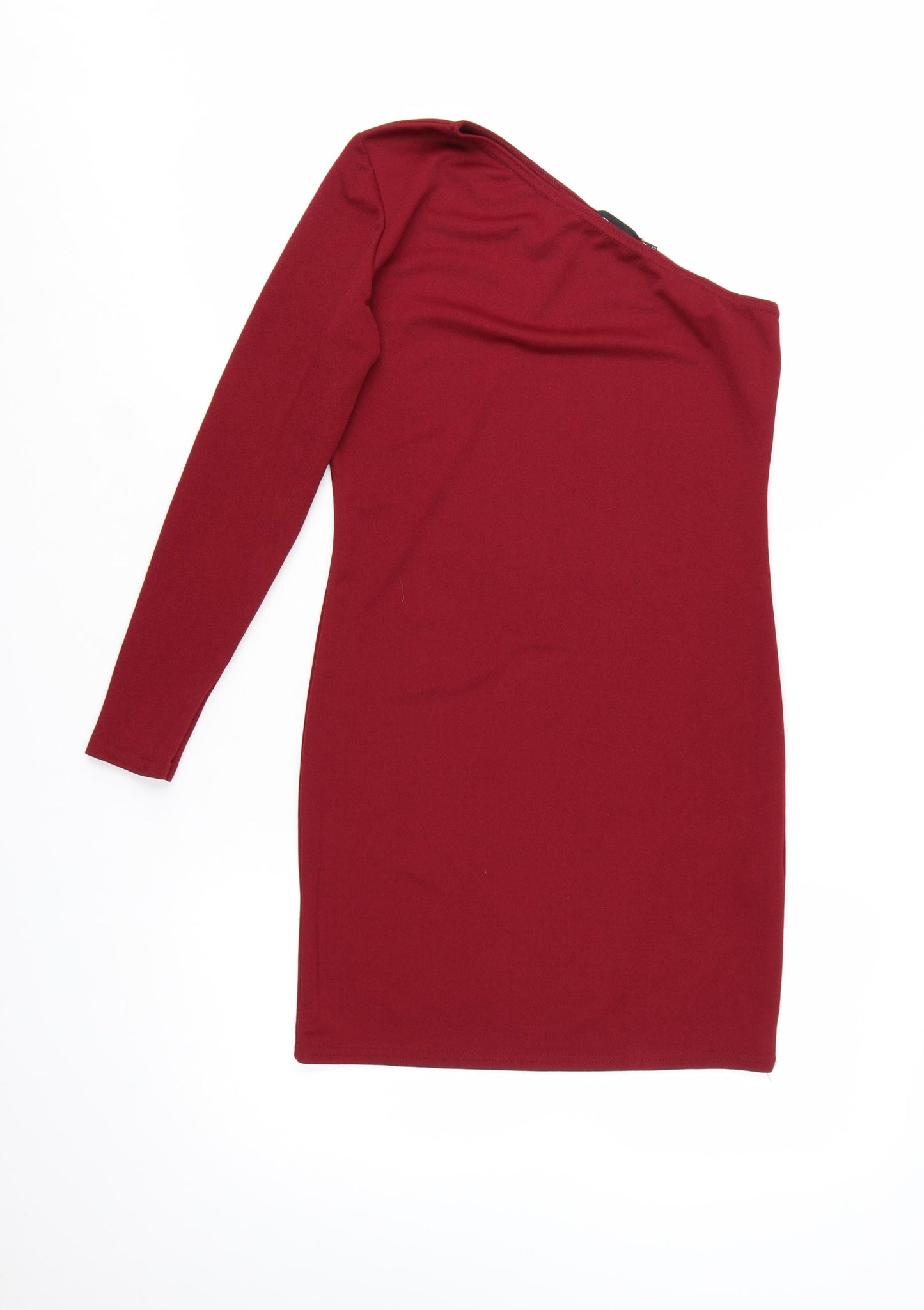 PrettyLittleThing Women's Red One Shoulder Bodycon Dress Size 12