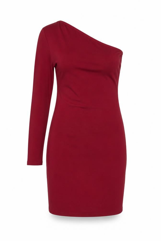 PRETTYLITTLETHING Women's Red One Shoulder Bodycon Dress Size 12