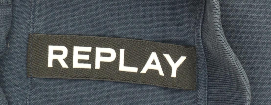 Replay Men's Blue Cotton Polo Shirt Size L Short Sleeve