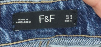 F&F Women Blue Denim Mom Shorts Size 8 Relaxed Fit