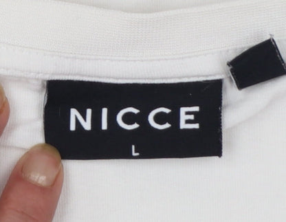 Nicce Men's White Logo Graphic Print Cotton T-Shirt Size L