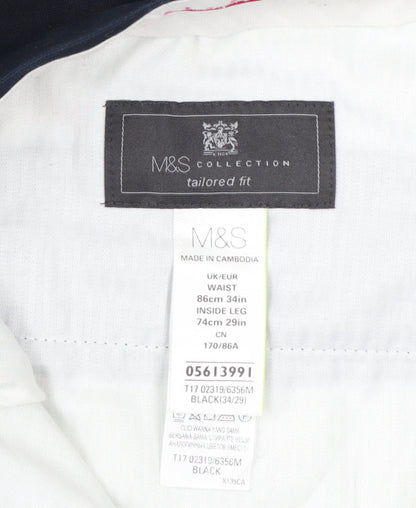 Marks and Spencer Men's Black Slim Chino Trousers 34W 29L