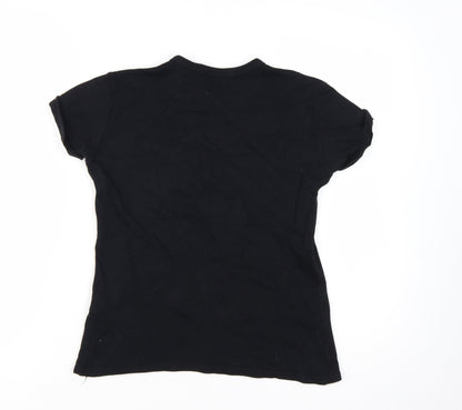 Quiz Women’s Black Sassy Leopard Print Cotton T-Shirt Size 8