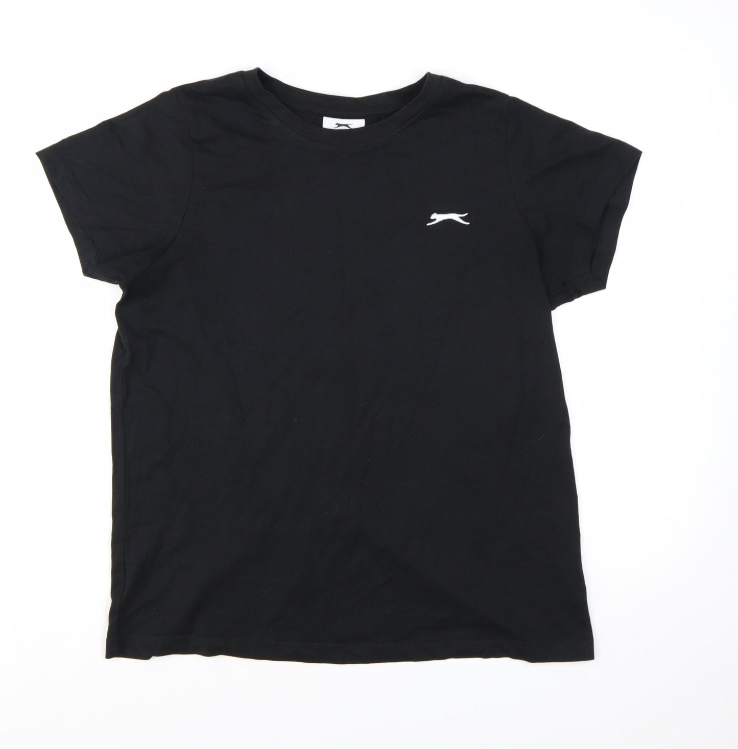 Slazenger Womens Black Cotton Crew Neck Short Sleeve T-Shirt Size 12