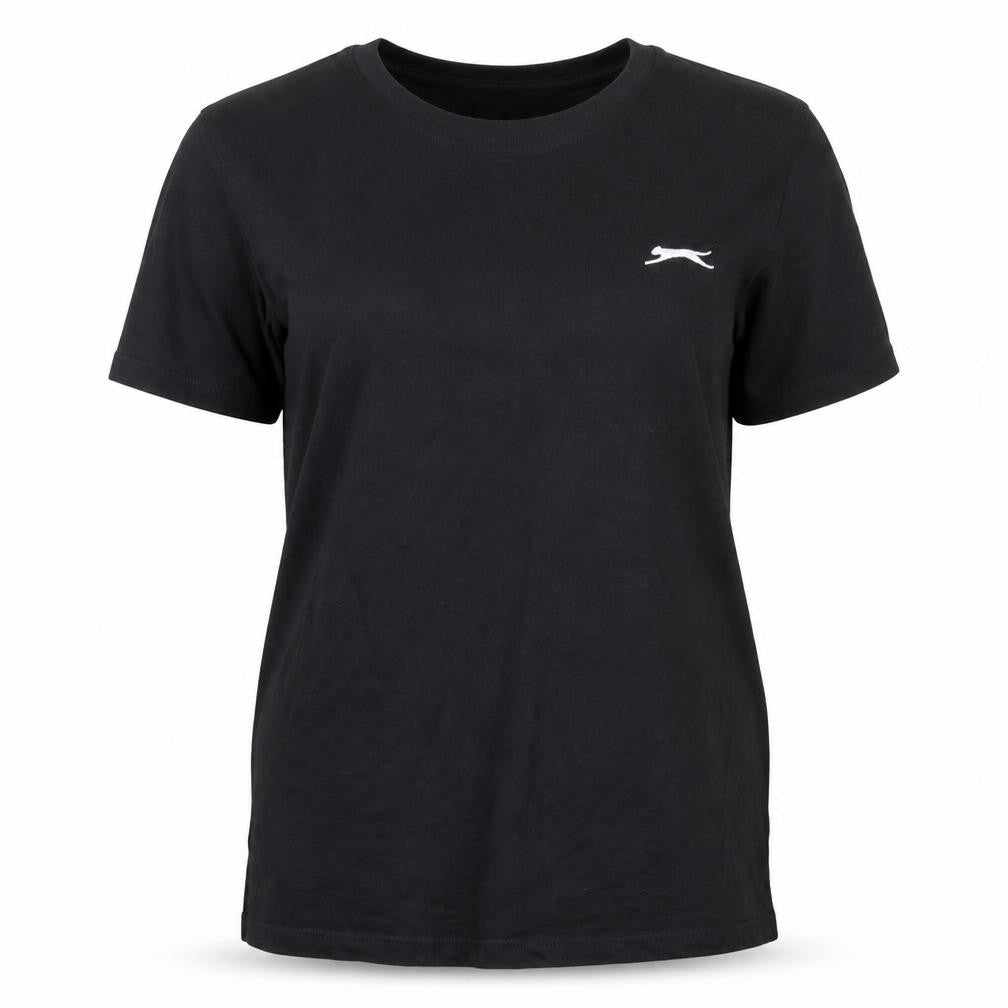Slazenger Womens Black Cotton Crew Neck Short Sleeve T-Shirt Size 12