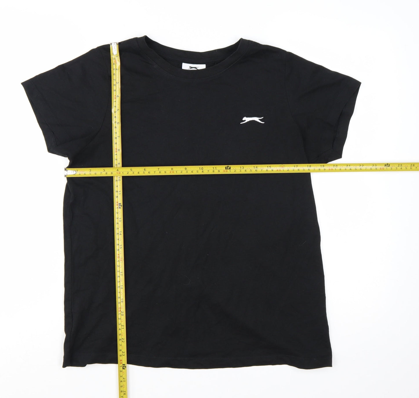 Slazenger Womens Black Cotton Crew Neck Short Sleeve T-Shirt Size 12