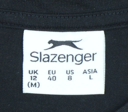 Slazenger Womens Black Cotton Crew Neck Short Sleeve T-Shirt Size 12