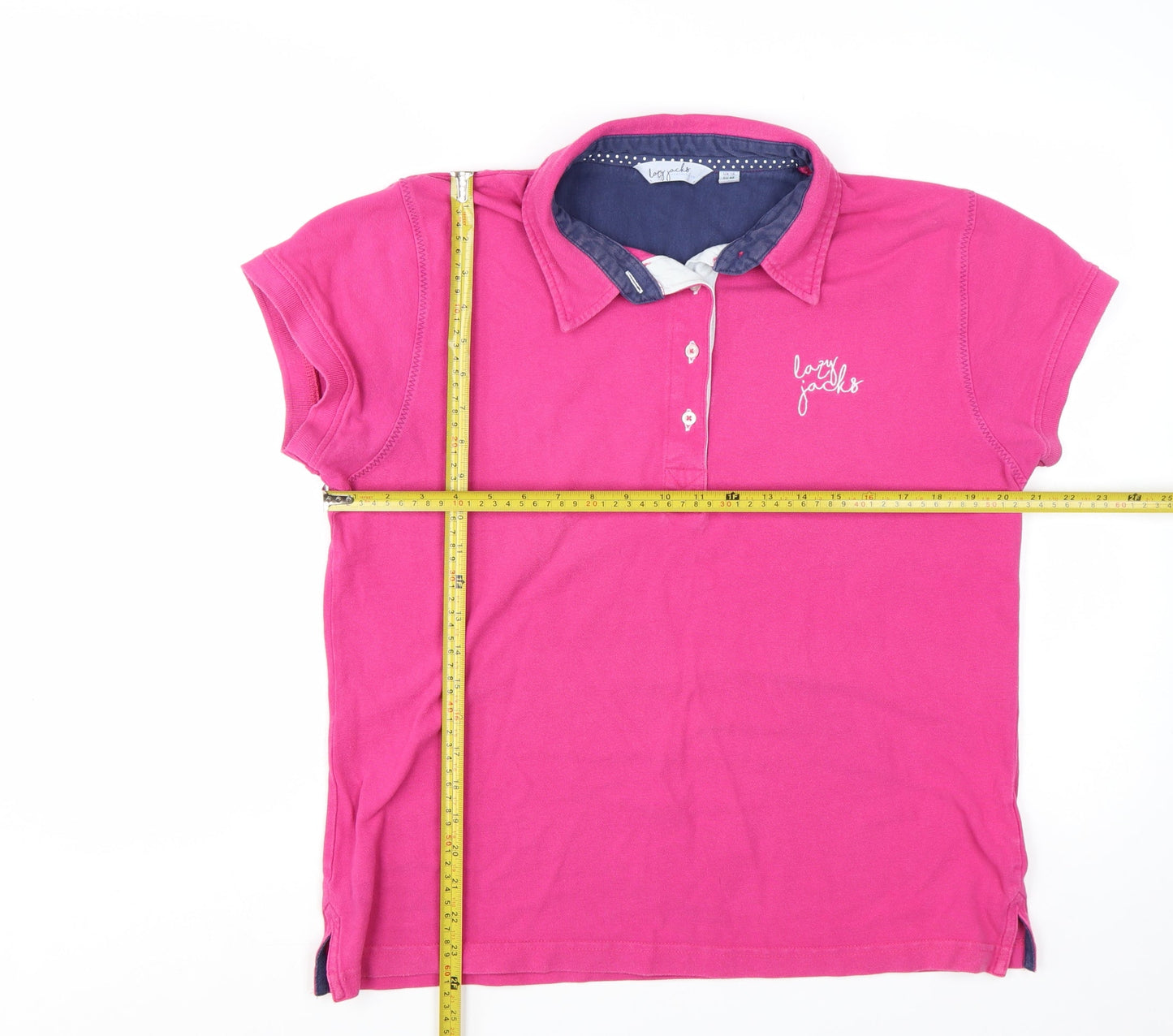 Lazy Jacks Women’s Pink Cotton Polo Shirt Size 16 Short Sleeve Casual Top