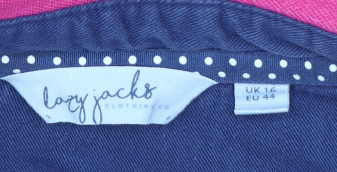 Lazy Jacks Women’s Pink Cotton Polo Shirt Size 16 Short Sleeve Casual Top