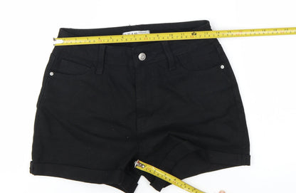 Primark Women Black Size 8 Denim Roll Hem Shorts