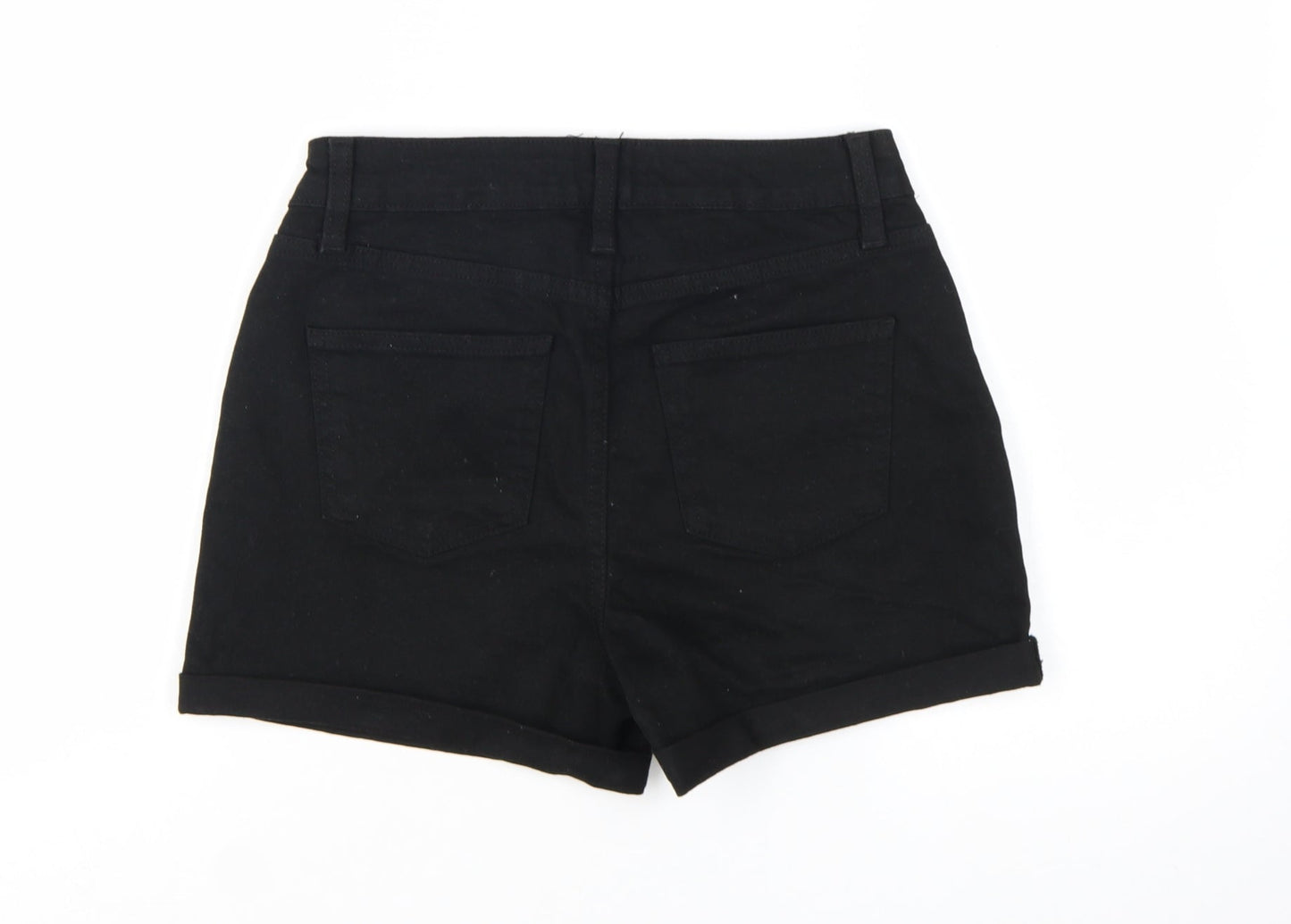 Primark Women Black Size 8 Denim Roll Hem Shorts