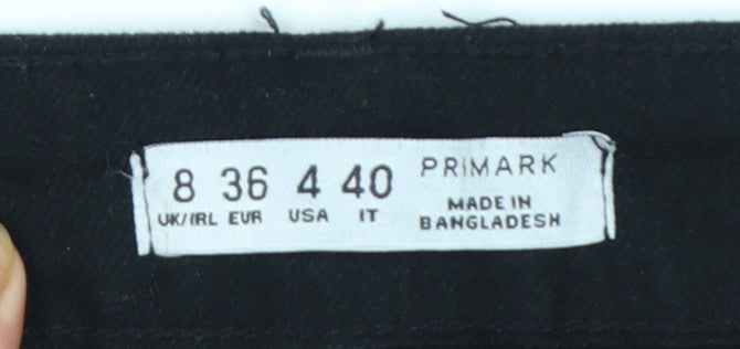 Primark Women Black Size 8 Denim Roll Hem Shorts