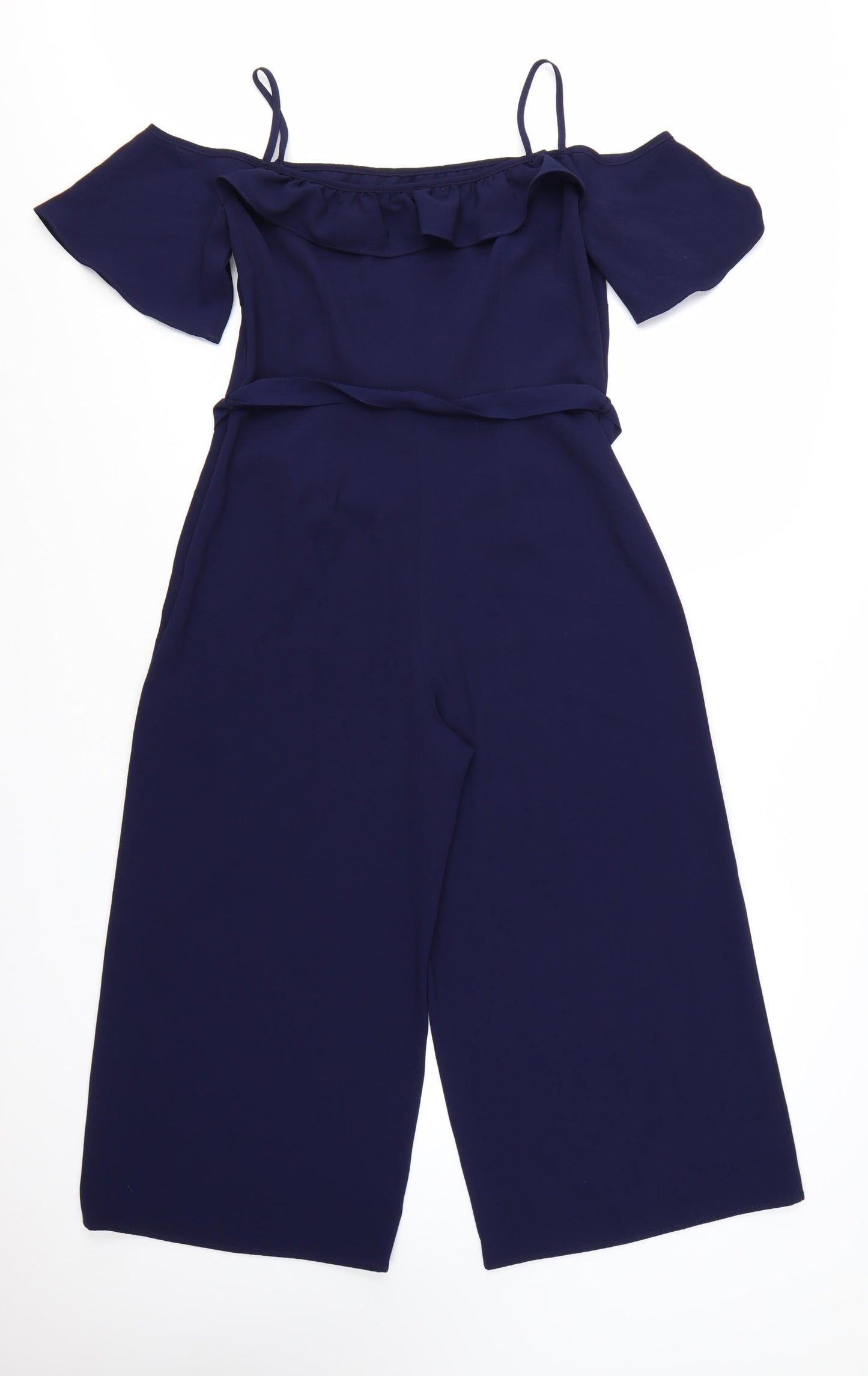 Dorothy Perkins Women Navy Blue Off Shoulder Jumpsuit UK 12 Wide-Leg