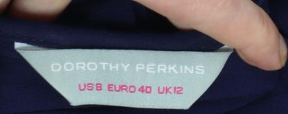 Dorothy Perkins Women Navy Blue Off Shoulder Jumpsuit UK 12 Wide-Leg