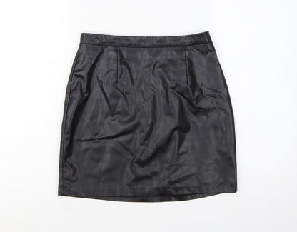 River Island Women's Black Faux Leather Pencil Skirt Size 10