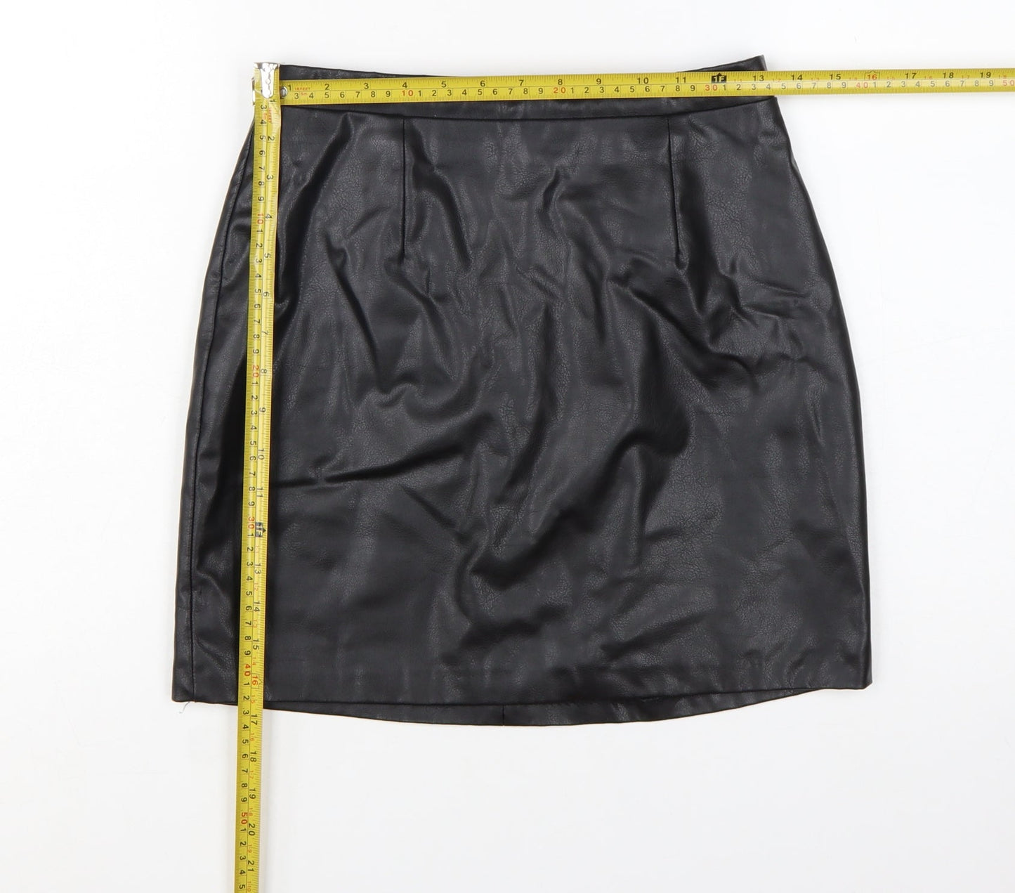 River Island Women's Black Faux Leather Pencil Skirt Size 10