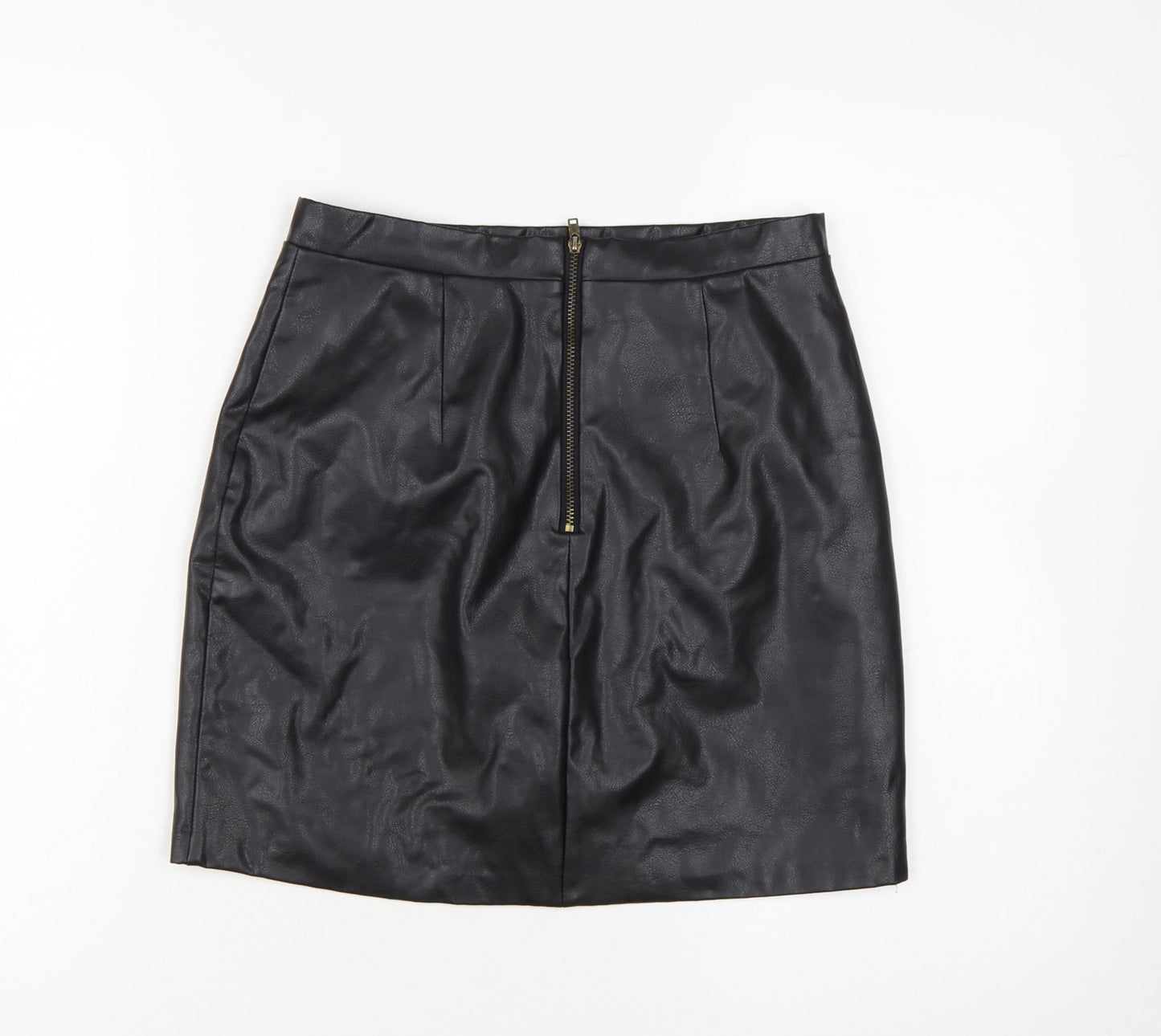 River Island Women's Black Faux Leather Pencil Skirt Size 10