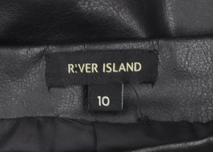 River Island Women's Black Faux Leather Pencil Skirt Size 10