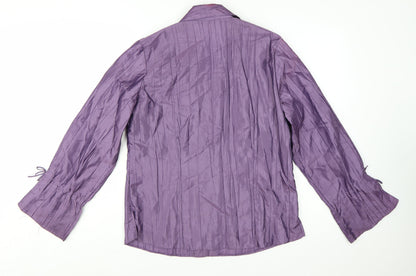 Style by EWM Womens Purple Blouse Size 12 Long Sleeve Satin