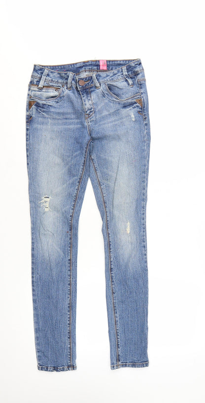 New Look Womens Blue Skinny Stretch Distressed Jeans UK 10