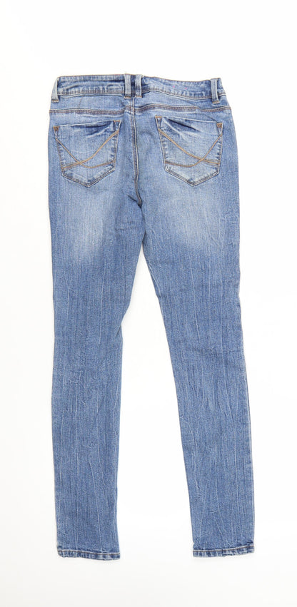 New Look Womens Blue Skinny Stretch Distressed Jeans UK 10