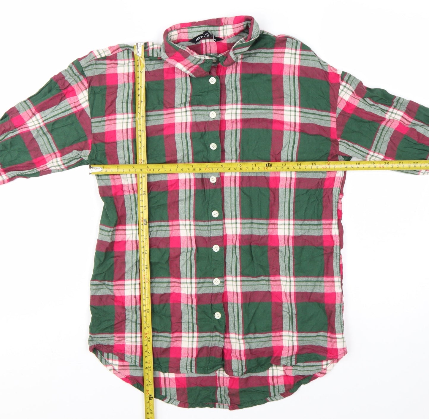 NEXT Women's Multicoloured Plaid Cotton Flannel Button-Up Shirt Size 8