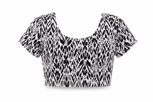 River Island Women's Black Animal Print Cropped T-Shirt Size 12