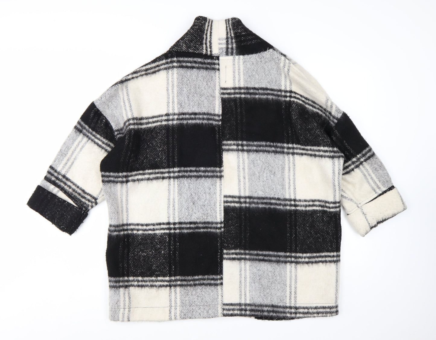 New Look Women’s Black Check Coatigan Size 12 Mid-Length Overcoat