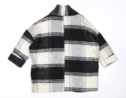 New Look Women’s Black Check Coatigan Size 12 Mid-Length Overcoat