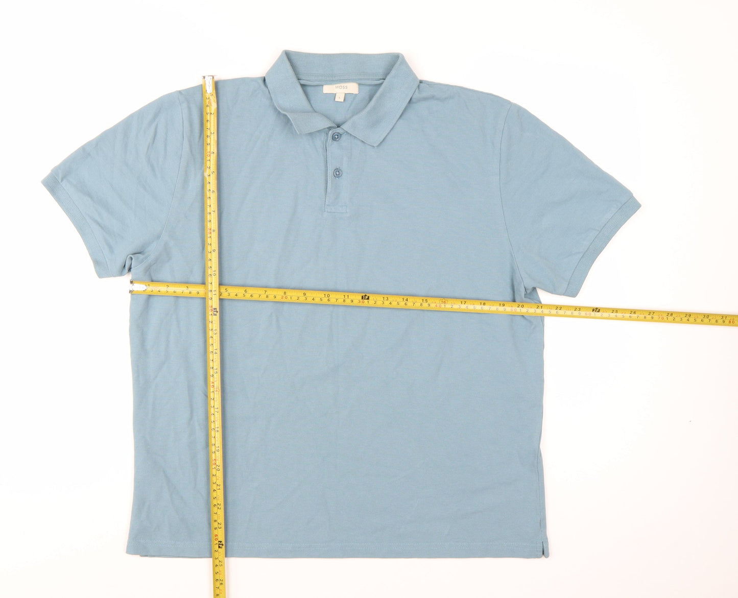 Moss Men’s Blue Cotton Polo Shirt Size L Regular Fit