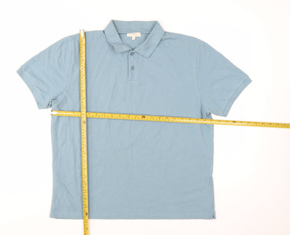 Moss Men’s Blue Cotton Polo Shirt Size L Regular Fit