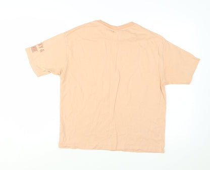 Disney Women Beige Mickey & Minnie Organic Cotton T-Shirt Size S