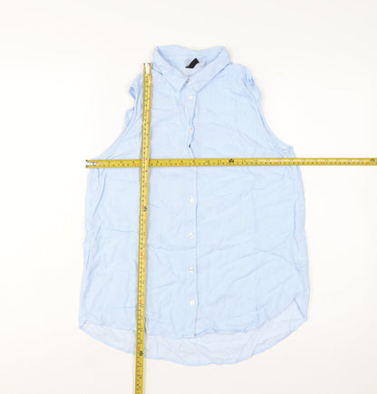 H&M Divided Women's Blue Sleeveless Button-Up Shirt Size 8