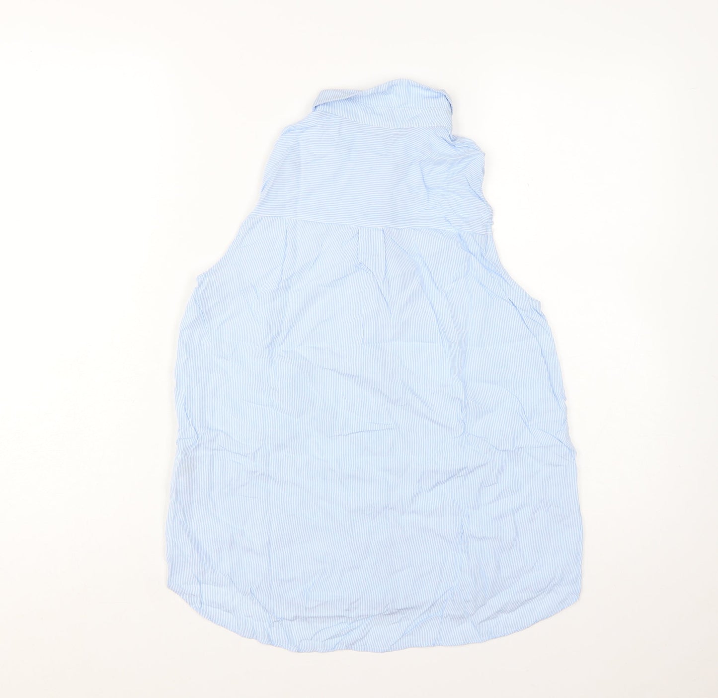 H&M Divided Women's Blue Sleeveless Button-Up Shirt Size 8