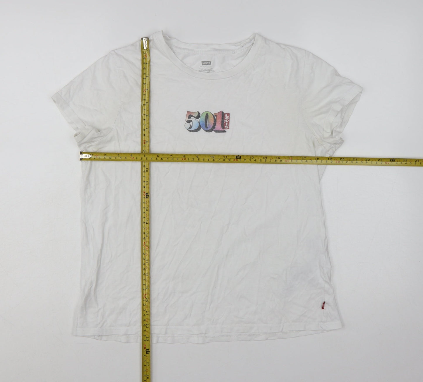 Levi's Women's White 501 Logo T-Shirt Size L Short Sleeve Cotton