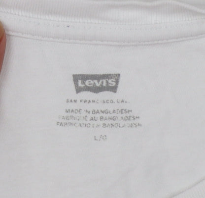 Levi's Women's White 501 Logo T-Shirt Size L Short Sleeve Cotton