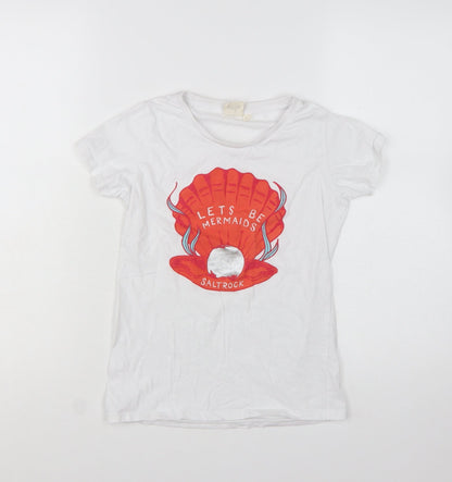 Saltrock Girls White Let's Be Mermaids Graphic Cotton T-Shirt Age 11-12