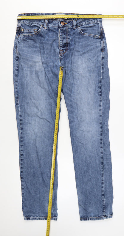 Next Men's Blue Straight Jeans 34W 33L Cotton Denim Classic Fit