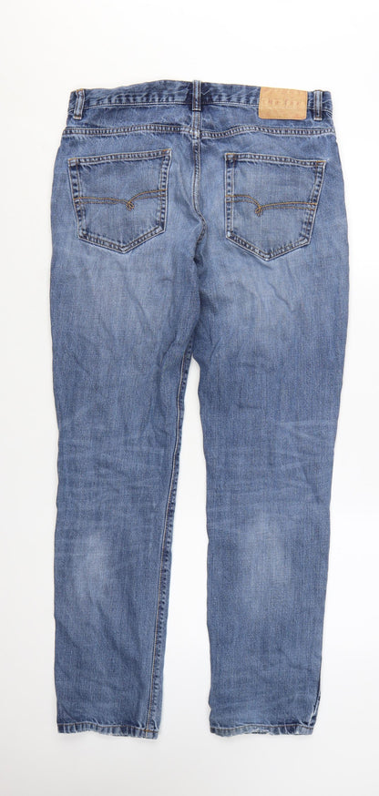 Next Men's Blue Straight Jeans 34W 33L Cotton Denim Classic Fit