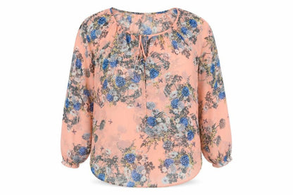 Wallis Petite Women's Pink Floral Chiffon Tunic Blouse Size M