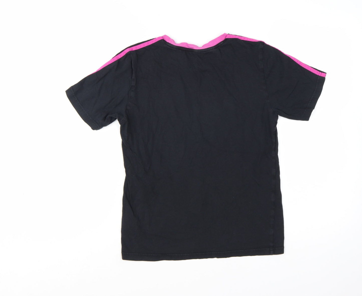 Adidas Girls Black Pink Trim Logo Short Sleeve T-Shirt 11-12 Years
