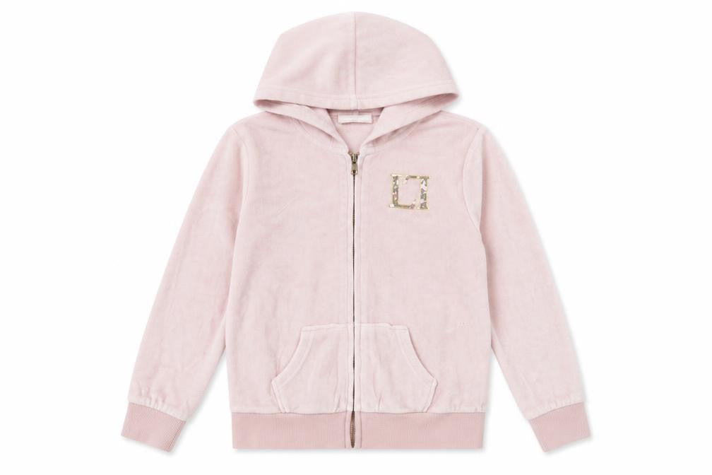 Lipsy Girls Pink Velour Sequin Logo Zip Up Hoodie 11-12 Years