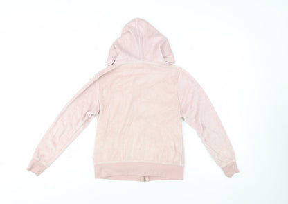 Lipsy Girls Pink Velour Sequin Logo Zip Up Hoodie 11-12 Years