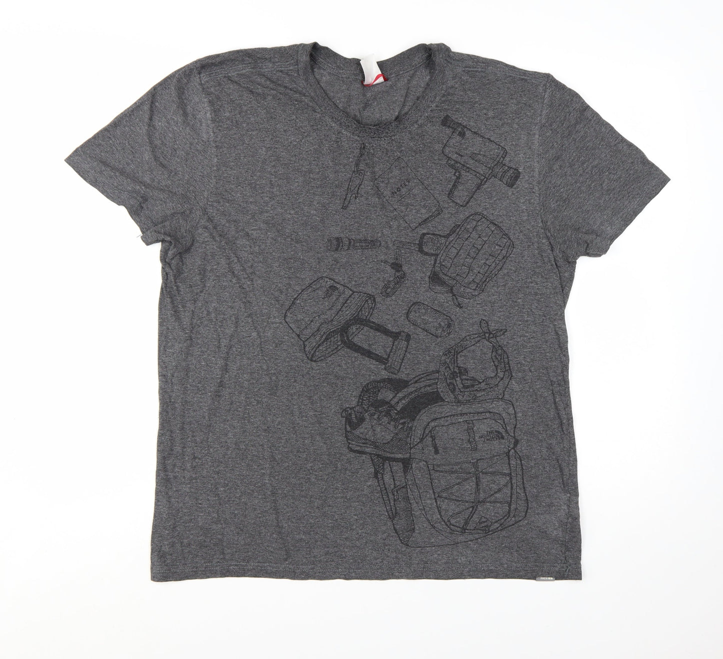 The North Face Men Grey Graphic Outdoor Crew Neck T-Shirt L